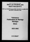 Dizy-sur-Marne. Naissances, publications de mariage, mariages, décès 1833-1842