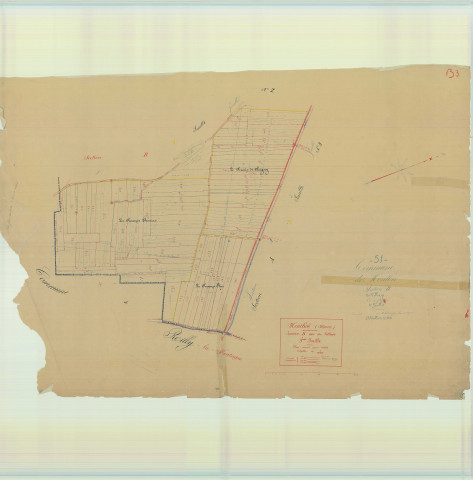 Montbré (51375). Section B3 échelle 1/1250, plan mis à jour pour 1936, plan non régulier (papier).