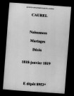 Caurel. Naissances, mariages, décès 1818-1819