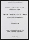 Communes de Mairy-sur-Marne à Vraux de l'arrondissement de Châlons. Naissances 1921