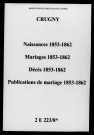 Crugny. Naissances, mariages, décès, publications de mariage 1853-1862