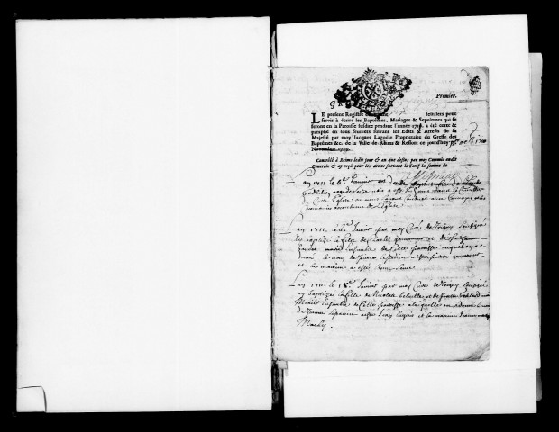 Trigny. Baptêmes, mariages, sépultures 1711-1759