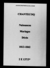 Chantecoq. Naissances, mariages, décès 1813-1842