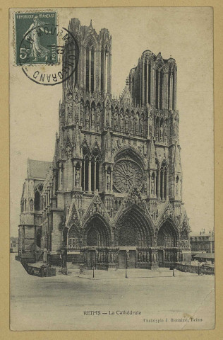 REIMS. La Cathédrale.
(51 - Reimsphototypie J. Bienaimé).Sans date