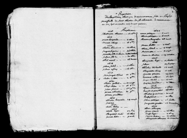 Saint-Memmie. Saint-Martin. Tables des baptêmes, mariages, sépultures 1615-1791