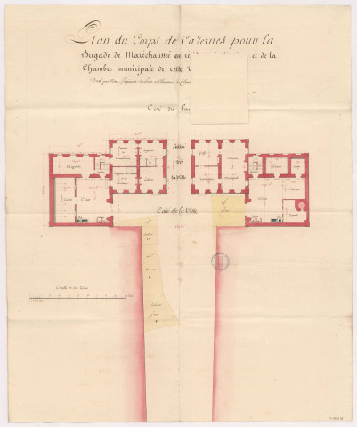 Vertus. Plan du corps de cazernes pour la brigade de maréchaussée, dréssé par M. l'ingénieur De Closet, 1773.