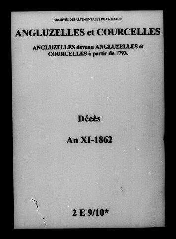 Angluzelles-et-Courcelles. Décès an XI-1862