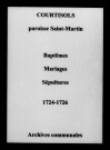 Courtisols. Saint-Martin. Baptêmes, mariages, sépultures 1724-1726
