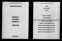 Bazancourt. Baptêmes, mariages, sépultures 1558-1754