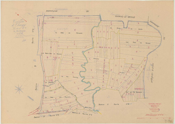 Changy (51122). Section C1 échelle 1/1250, plan mis à jour pour 1959, plan non régulier (papier)