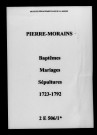 Pierre-Morains. Baptêmes, mariages, sépultures 1723-1792
