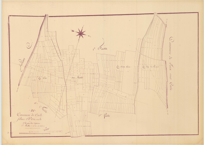 Coole (51167). Section B2 échelle 1/2500, plan napoléonien sans date (copie du plan napoléonien), plan non régulier (papier)