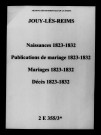 Jouy. Naissances, publications de mariage, mariages, décès 1823-1832