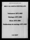 Belval-sous-Châtillon. Naissances, mariages, décès, publications de mariage 1873-1882