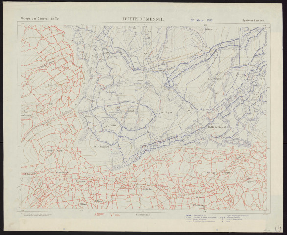Butte du Mesnil : 22 mars 1918.
Service géographique de l'Armée].1918