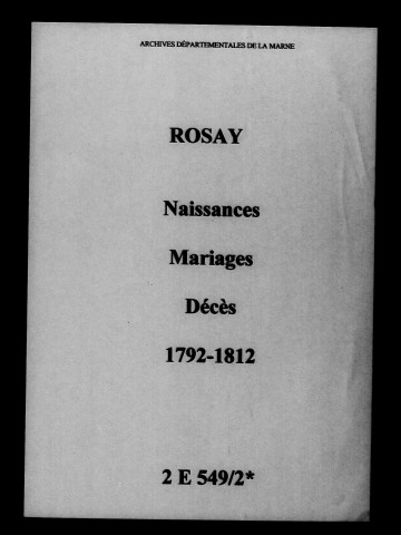 Rosay. Naissances, mariages, décès 1792-1812