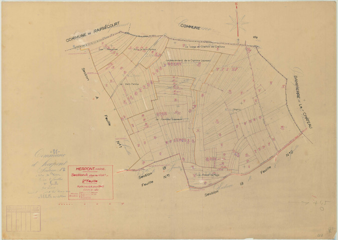 Herpont (51292). Section A2 échelle 1/2500, plan mis à jour pour 1940, plan non régulier (papier)
