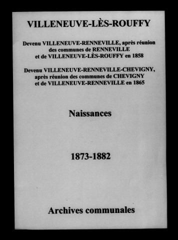 Villeneuve-Renneville-Chevigny. Naissances 1873-1882