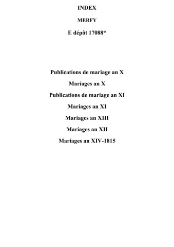 Merfy. Publications de mariage, mariages an X-1815