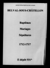 Belval-sous-Châtillon. Baptêmes, mariages, sépultures 1712-1717