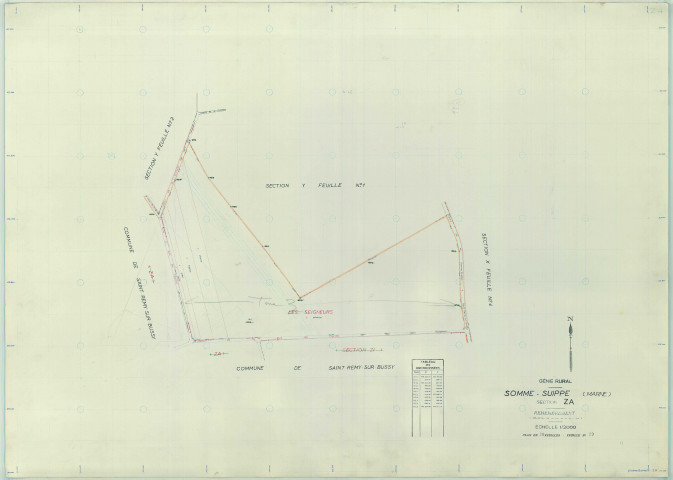 Somme-Suippe (51546). Section ZA échelle 1/2000, plan remembré pour 1969, plan régulier (papier armé)