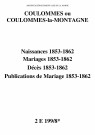 Coulommes. Naissances, mariages, décès, publications de mariage 1853-1862