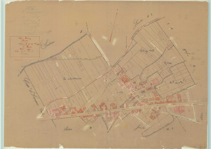 Tilloy-et-Bellay (51572). Section D1 échelle 1/1250, plan mis à jour pour 1933, plan non régulier (papier)