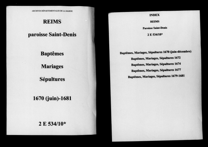 Reims. Saint-Denis. Baptêmes, mariages, sépultures 1670-1681