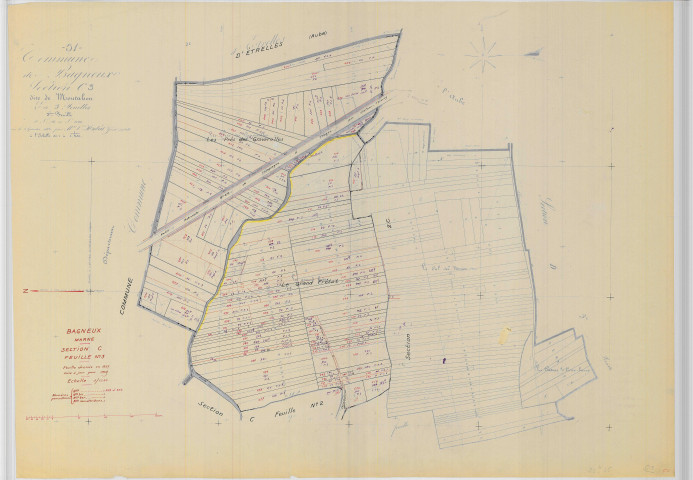Bagneux (51032). Section C3 échelle 1/1250, plan mis à jour pour 01/01/1959, non régulier (papier)