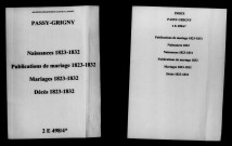 Passy-Grigny. Naissances, publications de mariage, mariages, décès 1823-1832