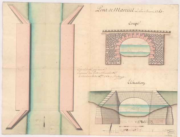 RN 3. Pont de Mareuïl Le Port à Binson, 1743.