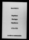 Bagneux. Baptêmes, mariages, sépultures 1713-1722