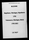 Blesme. Naissances, mariages, décès 1792-1812