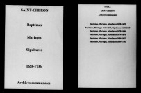 Saint-Chéron. Baptêmes, mariages, sépultures 1658-1736