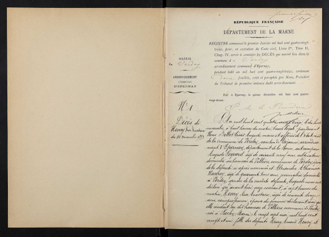 Verdey. Décès 1893-1929