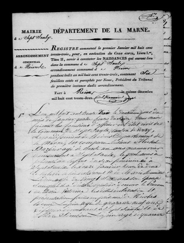 Sept-Saulx. Naissances, publications de mariage, mariages, décès 1833-1842