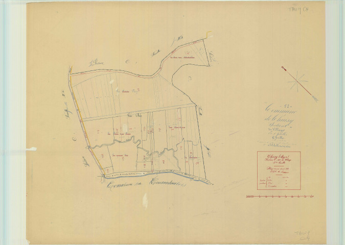 Val-de-Vesle (51571). Section C4 1 échelle 1/1250, plan mis à jour pour 1937, ancienne commune de Thuisy, plan non régulier (papier).