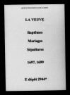 Veuve (La). Baptêmes, mariages, sépultures 1697-1699