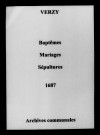 Verzy. Baptêmes, mariages, sépultures 1687