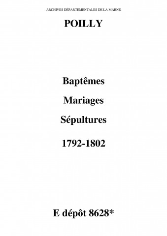 Poilly. Baptêmes, mariages, sépultures 1792-1802