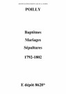 Poilly. Baptêmes, mariages, sépultures 1792-1802