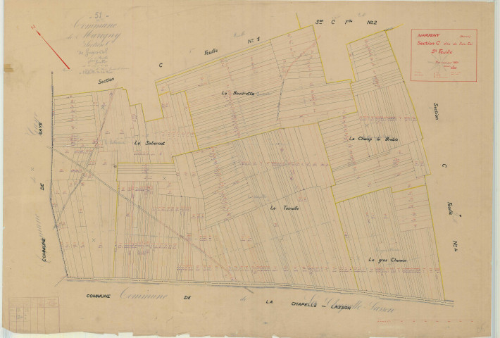 Marigny (51351). Section C5 échelle 1/2000, plan mis à jour pour 01/01/1938, non régulier (papier)