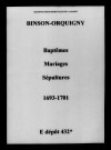 Binson-et-Orquigny. Baptêmes, mariages, sépultures 1693-1701