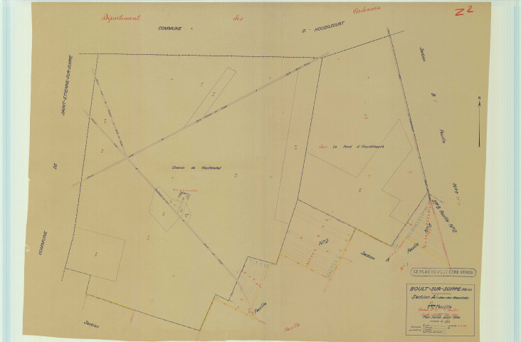 Boult-sur-Suippe (51074). Section Z2 échelle 1/2000, plan renouvelé pour 1953, plan régulier (papier).