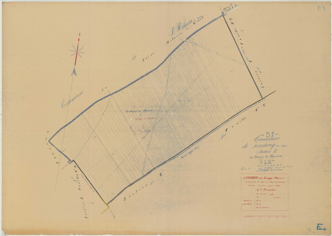 Jonchery-sur-Suippe (51307). Section E4 échelle 1/2000, plan mis à jour pour 1934, plan non régulier (papier)