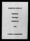 Mareuil-sur-Ay. Baptêmes, mariages, sépultures 1791
