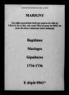 Marigny. Baptêmes, mariages, sépultures 1734-1736