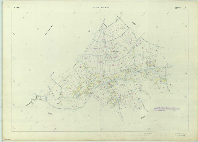 Binson-et-Orquigny (51063). Section AN échelle 1/1000, plan renouvelé pour 1971, plan régulier (papier armé).