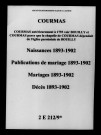 Courmas. Naissances, publications de mariage, mariages, décès 1893-1902