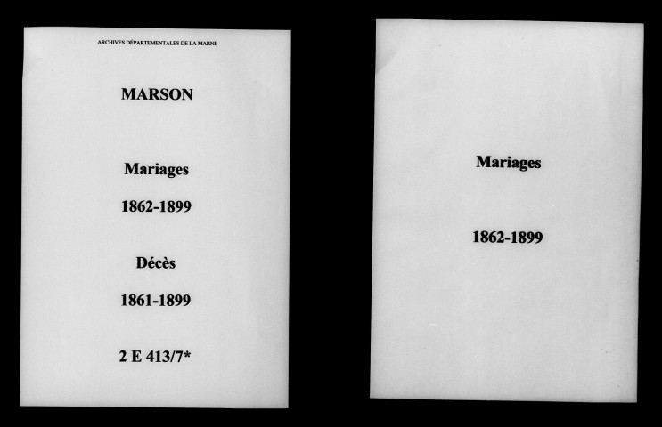 Marson. Mariages, décès 1861-1899